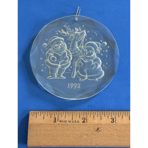1992 Holiday Treasures Collectors Ornament Acrylic Santa Mrs. Claus Rudolph - Picture 9 of 11